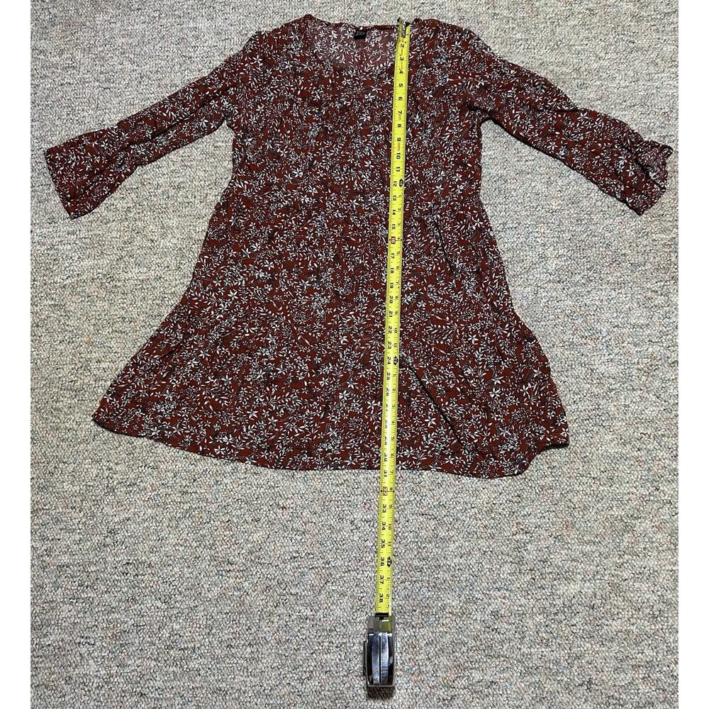 SHEIN Maroon Ditsy Floral Print Dress Size Small Flare Sleeves - Picture 5 of 12